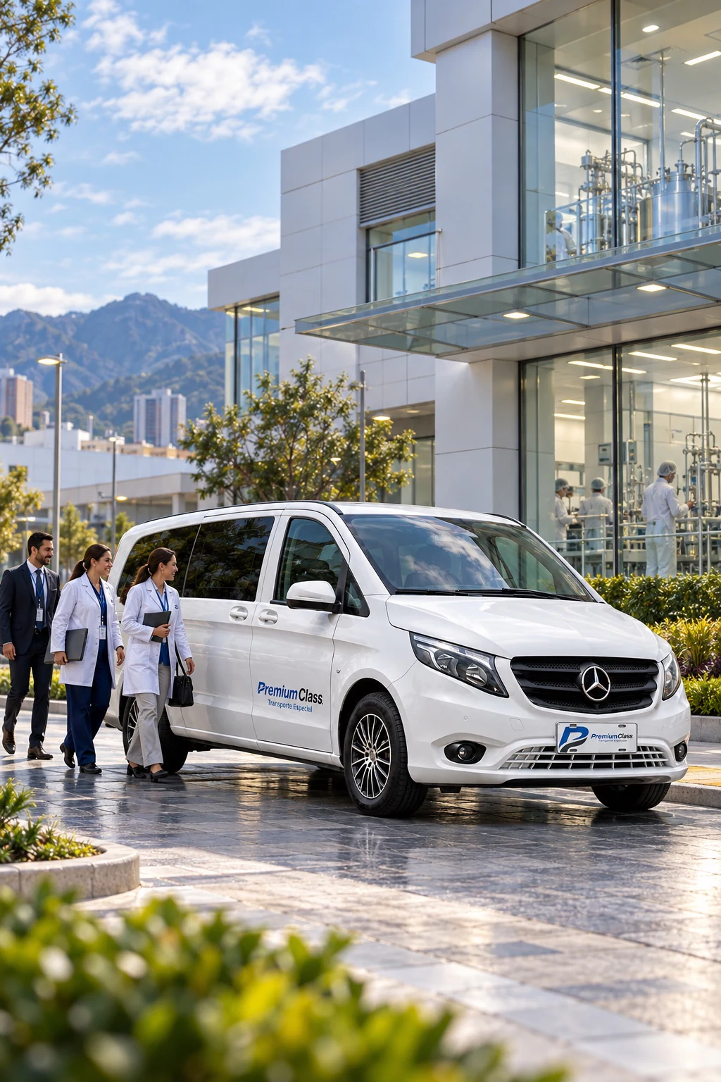 Van Premium Class en un campus farmacéutico